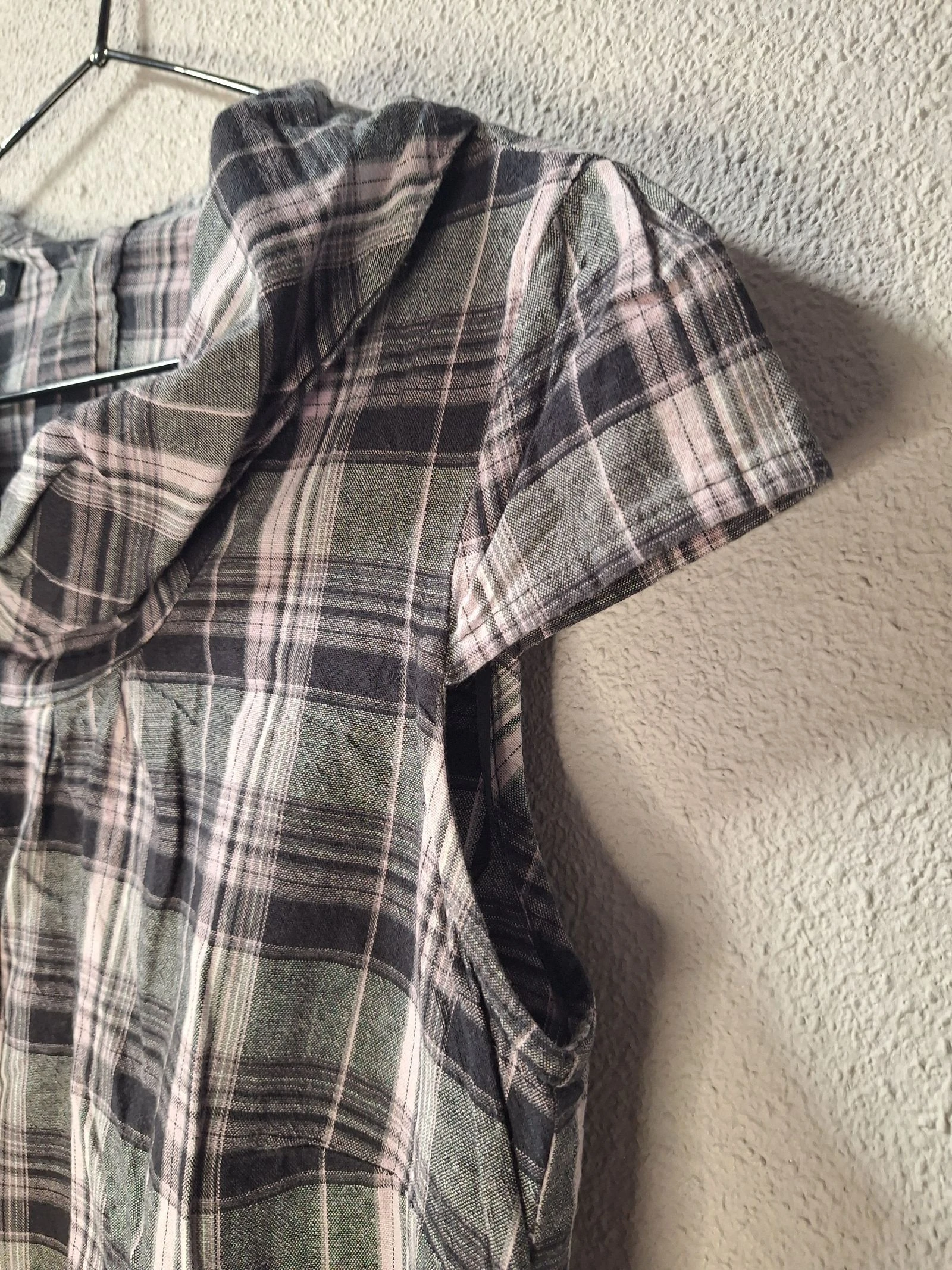 Y2K White Dress Size M 100% Cotton Plaid with Pockets – photo 3